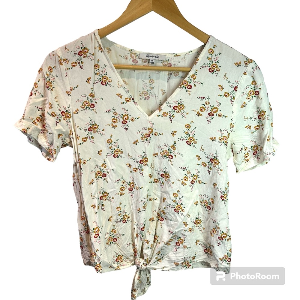 Madewell Novel Tie-Front Top Windowbox Floral Size XS